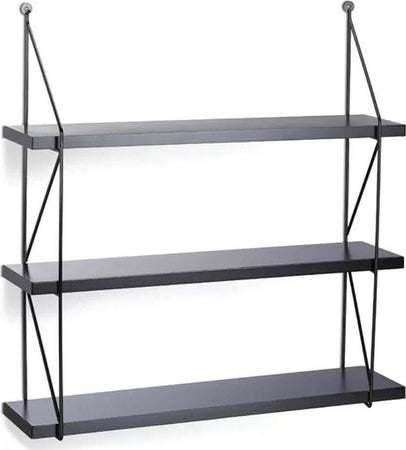 Libreria Mensole Scaffale Parete Design Moderna Legno Metallo 3 Ripiani Nero Casa e cucina/Organizzazione interni/Porta oggetti cassetti e scaffali/Mensole da muro Trade Shop italia - Napoli, Commerciovirtuoso.it