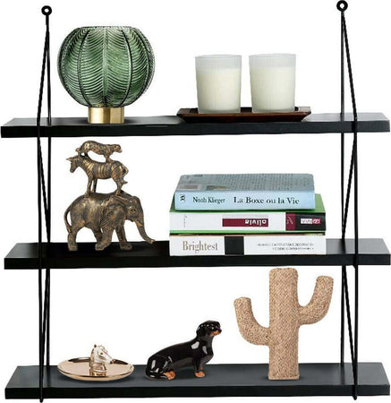 Libreria Mensole Scaffale Parete Design Moderna Legno Metallo 3 Ripiani Nero Casa e cucina/Organizzazione interni/Porta oggetti cassetti e scaffali/Mensole da muro Trade Shop italia - Napoli, Commerciovirtuoso.it