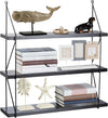 Libreria-Mensole-Scaffale-Parete-Design-Moderna-Legno-Metallo-3-Ripiani-Nero