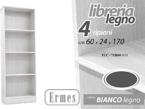 Libreria Moderna Scaffale 4 Ripiani 170x60x24cm Mobile Ermes Legno Bianco 715600 Casa e cucina/Arredamento/Soggiorno/Librerie Trade Shop italia - Napoli, Commerciovirtuoso.it