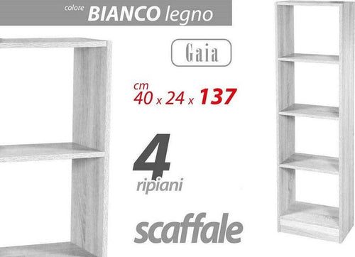 Libreria Scaffale 4 Ripiani Mensole Colonna Legno Bianco Moderno 137x40x24cm 768927 Casa e cucina/Arredamento/Soggiorno/Librerie Trade Shop italia - Napoli, Commerciovirtuoso.it