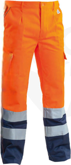 LINEA-ALTA-VISIBILITA---PANTALONE-INVERNALE-BICOLORE-ARANCIO/BLU-TAGLIA-XS***