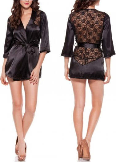 Lingerie-Kimono-Ricamato-Sexy-Pizzo-Vestaglia-Camicia-Da-Notte-Perizoma
