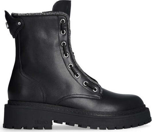 Liu-Jo-anfibi-donna-Rumi-25-con-profilo-strass-in-pelle-nero-SF4101P0