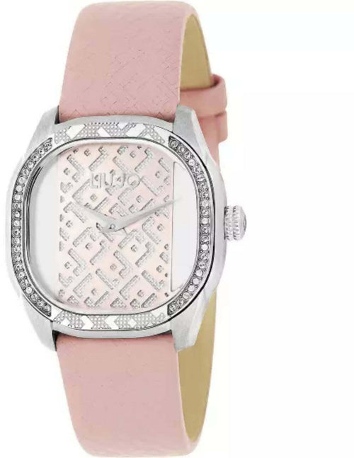 Liu Jo Orologio Donna Solo Tempo Collezione Trama Pink Quadrante Silver Argento e Rosa Ghiera con Cristalli Bianchi