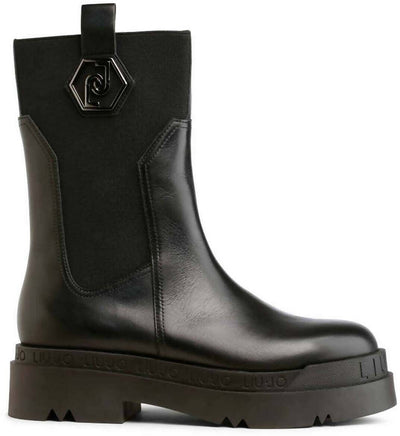 Liu Jo Stivale Donna Nero Chelsea Boots in Pelle Stivaletto Casual Con Suola in Gomma Platform 5 Cm Collezione Aut-Inv 2022/2023