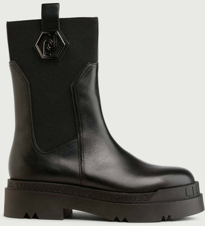 Liu Jo Stivale Donna Nero Chelsea Boots in Pelle Stivaletto Casual Con Suola in Gomma Platform 5 Cm Collezione Aut-Inv 2022/2023