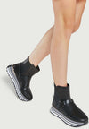 Liu Jo Stivali Donna Boot Sneakers in Pelle Neri Stivaletti Casual Con Elastici E Suola in Gomma 4,5 Cm Collezione Aut-Inv 2022/2023