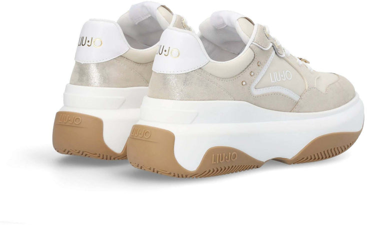 Liujo Donna Sneakers Chunky Con Dettagli Gioiello Scarpe Casual Fashion Camoscio E Tessuto Suola Platform 7 Cm