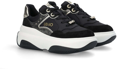 Liujo Donna Sneakers Chunky Con Dettagli Gioiello Scarpe Casual Fashion Camoscio E Tessuto Suola Platform 7 Cm