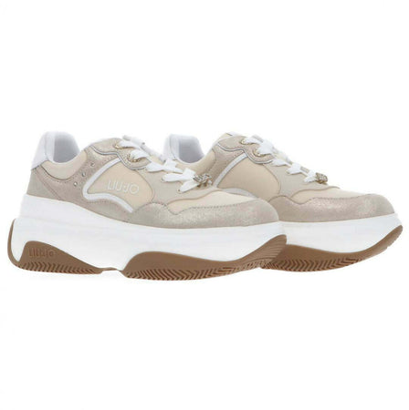 Liujo Donna Sneakers Chunky Con Dettagli Gioiello Scarpe Casual Fashion Camoscio E Tessuto Suola Platform 7 Cm