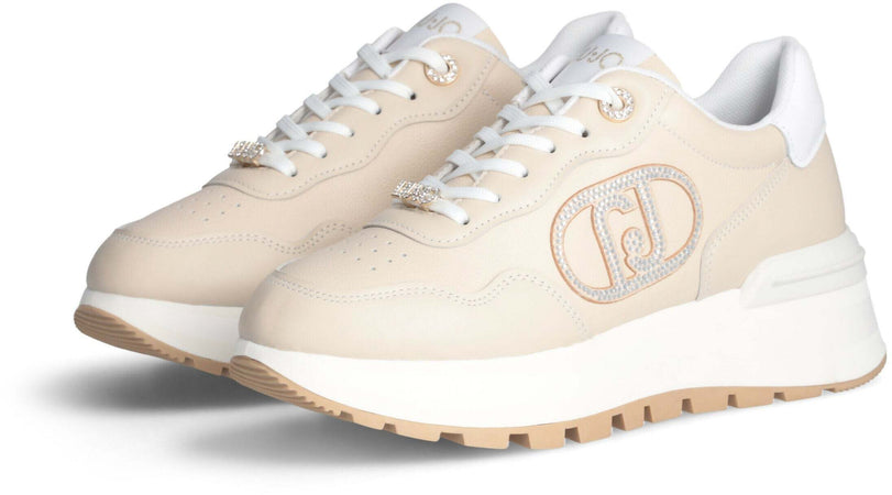 Liujo donna sneakers in pelle con logo gioiello