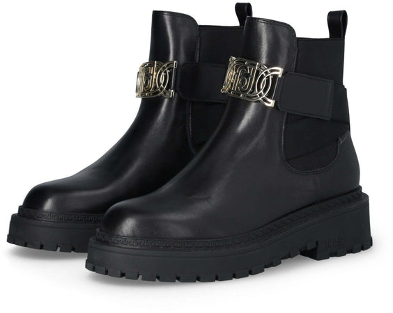Liujo donna stivaletti con maxi logo in pelle