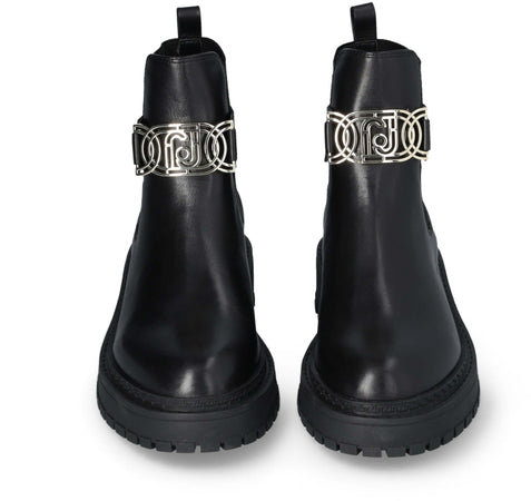 Liujo donna stivaletti con maxi logo in pelle
