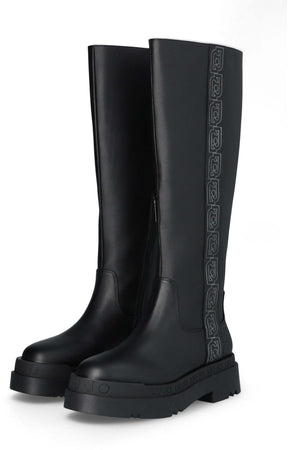 Liujo donna stivali platform neri con logo