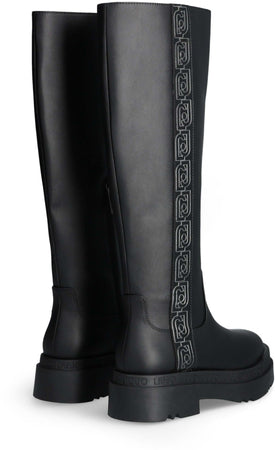 Liujo donna stivali platform neri con logo