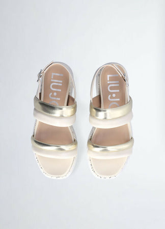 Liujo Sandali Donna Platform Con Fascette Bold Shiny Nappa Metallic Butter Sa4153 Px487 S1858