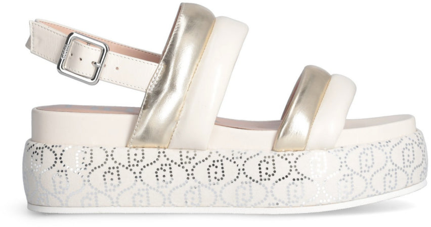 Liujo Sandali Donna Platform Con Fascette Bold Shiny Nappa Metallic Butter Sa4153 Px487 S1858