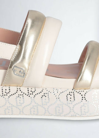 Liujo Sandali Donna Platform Con Fascette Bold Shiny Nappa Metallic Butter Sa4153 Px487 S1858