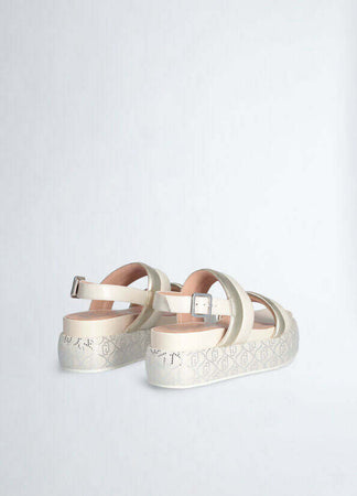 Liujo Sandali Donna Platform Con Fascette Bold Shiny Nappa Metallic Butter Sa4153 Px487 S1858