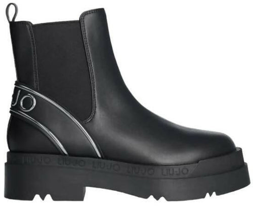 Liujo Stivaletto Beatles Donna Nero Stivaletti Con Maxi Logo Suola Platform Plateau 5cm SF3033EX197 22222 BLACK
