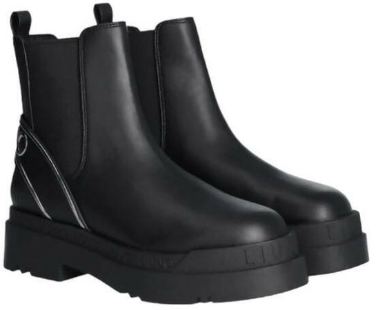 Liujo Stivaletto Beatles Donna Nero Stivaletti Con Maxi Logo Suola Platform Plateau 5cm SF3033EX197 22222 BLACK