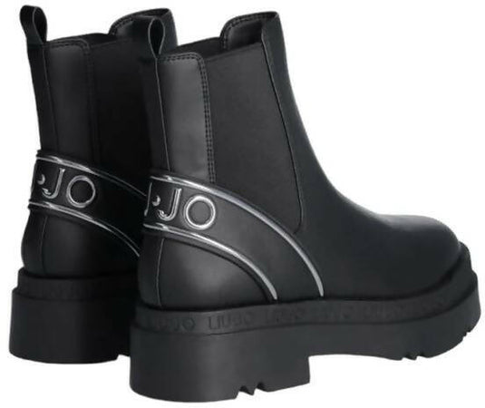 Liujo Stivaletto Beatles Donna Nero Stivaletti Con Maxi Logo Suola Platform Plateau 5cm SF3033EX197 22222 BLACK