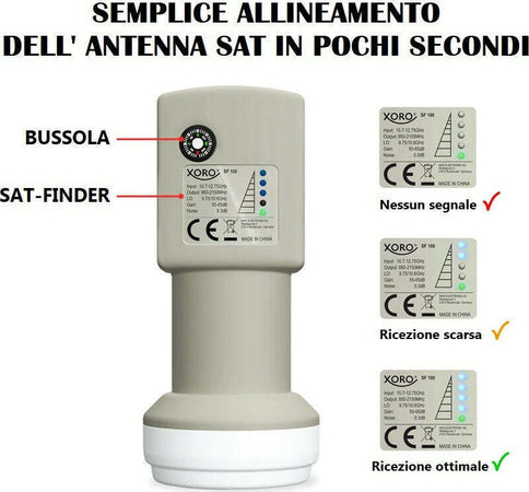 LNB-Single-XORO-SF-100-con-Sat-Finder-e-Bussola-integrati