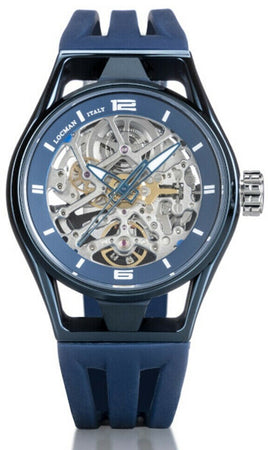 Locman Orologio Uomo Automatico Skeleton Montecristo Blu Orologio da Polso Uomo Meccanismo a Vista