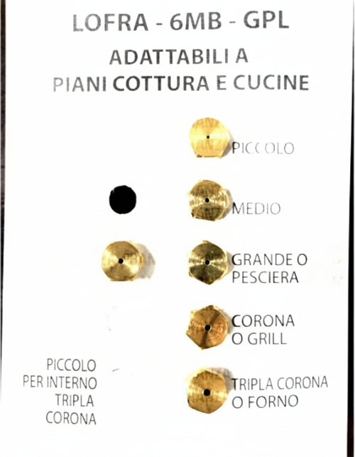 LOFRA SERIE UGELLI PIANO COTTURA CUCINE GAS 5 FUOCHI + FORNO- GAS GPL - 6MB Casa e cucina/Utensili da cucina/Bruciatori da cucina Rossi Ricambi - Venetico Marina, Commerciovirtuoso.it