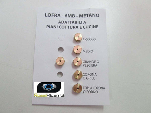 LOFRA SERIE UGELLI PIANO COTTURA CUCINE GAS 5 FUOCHI + FORNO- GAS METANO - 6MB Casa e cucina/Utensili da cucina/Bruciatori da cucina Rossi Ricambi - Venetico Marina, Commerciovirtuoso.it