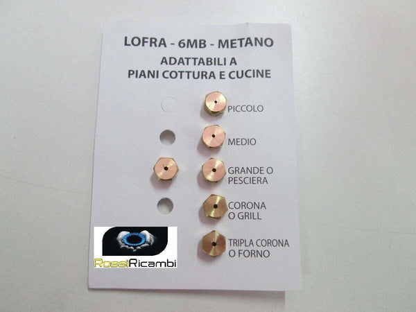 LOFRA SERIE UGELLI PIANO COTTURA CUCINE GAS 5 FUOCHI + FORNO- GAS METANO - 6MB Casa e cucina/Utensili da cucina/Bruciatori da cucina Rossi Ricambi - Venetico Marina, Commerciovirtuoso.it