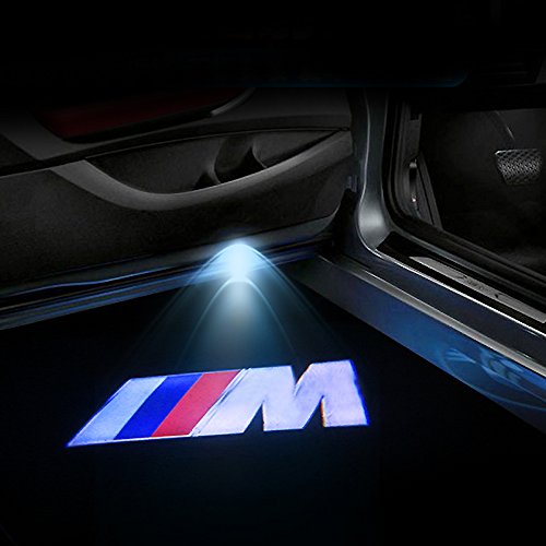 KIT LUCI LED LOGO PROIETTORE PORTIERA BMW MSPORT BATTERIA SENSORE MAGNETE UNIVERSALE