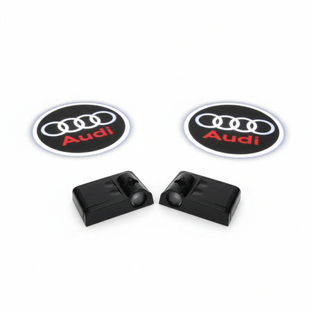 KIT LUCI LED LOGO AUDI PROIETTORE CORTESIA BATTERIA CON SENSORE MAGNETE