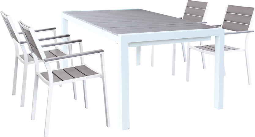 LOIS---set-tavolo-in-alluminio-cm-162/242x100x74-h-con-4-sedute-Bianco-Milani-Home