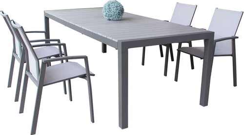 LOIS---set-tavolo-in-alluminio-cm-162/242x100x74-h-con-4-sedute-Taupe-Milani-Home