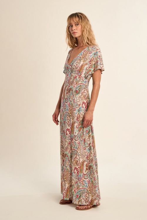 Max, abito fluido con stampa cashmere -Scollo a V