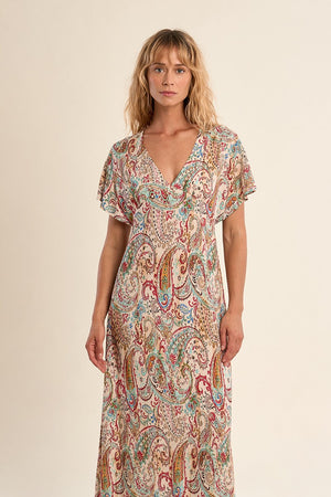 Max, abito fluido con stampa cashmere -Scollo a V
