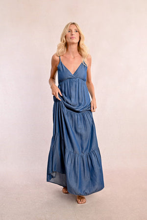 Abito Molly Bracken in denim scollo a v