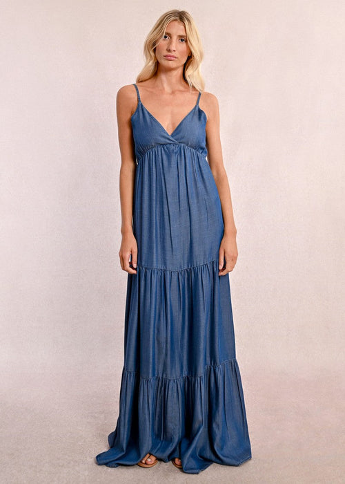 Abito Molly Bracken in denim scollo a v