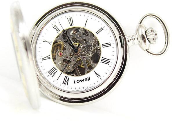 Orologio da tasca meccanico carica manuale Lowell scheletrato bicolore