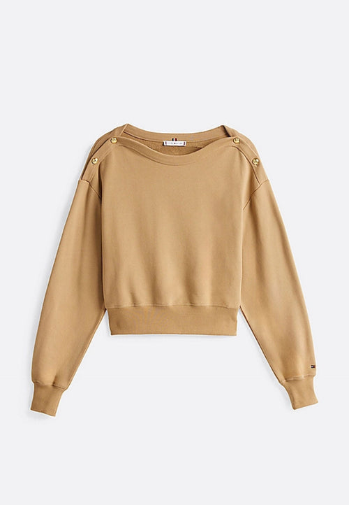 Tommy Hilfiger FELPA GOLD BTN BOAT-NK SWTSHIRT da donna
