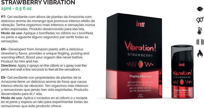Lubrificante Intimo Intt Vibration Strawberry Vibratore Liquido Aroma Fragola Gel 15 ml Salute e cura della persona/Erotismo e contraccezione/Prodotti per igiene e ausilio erotico/Lubrificanti e gel stimolanti Kondorama - Martinsicuro, Commerciovirtuoso.it