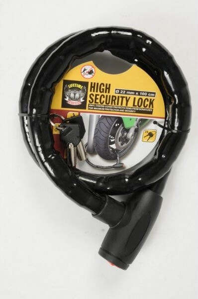 LUCCHETTO PER MOTO SCOOTER E BICILETTA 1 METRO 22 MM NERO Auto e Moto/Accessori per auto/Dispositivi antifurto di bloccaggio Trade Shop italia - Napoli, Commerciovirtuoso.it