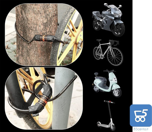 Lucchetto a Combinazione Catena Bicicletta Scooter Antifurto 120cm x 12mm Livello di Sicurezza Molto Alto
