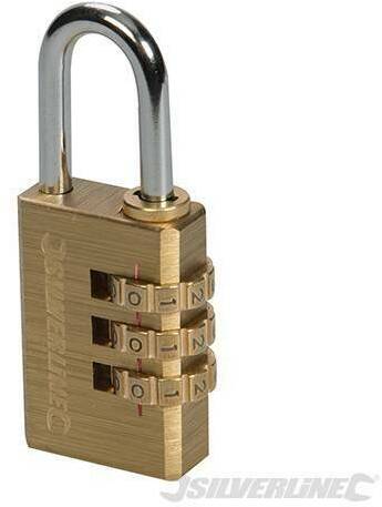 Lucchetto in ottone con solido corpo in acciaio combinazione a 3 cifre silverline