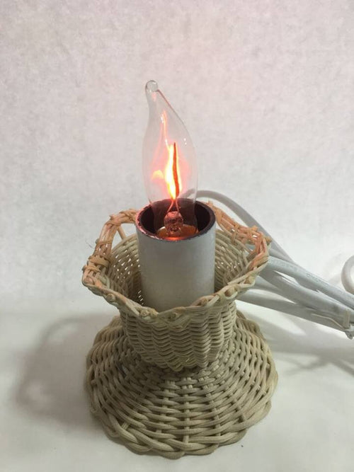 LUCCIOLA CESTINO CON PORTALAMPADA E LAMPADINA EFFETTO FUOCO CON CAVO E SPINA