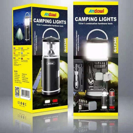 Luce Da Campeggio 15in1 Portatile Per Esterni Con Kit Di Attrezzi Combo Q-ly340 Sport e tempo libero/Attività ricreative all'aperto/Camping e outdoor/Illuminazione/Lanterne/Lanterne elettriche Trade Shop italia - Napoli, Commerciovirtuoso.it