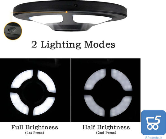 Luce LED a Batteria e USB per Pali Ombrelloni Campeggio Giardino 36 Led 8000 K 5V 1A 120lm o 400 LM, 2 Livelli di Luminosità