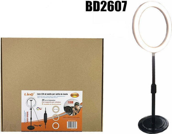 Luce Led Ad Anello Luminoso Per Selfie Staffa Da Tavolo 10w Diametro 26cm Bd2607 Elettronica/Cellulari e accessori/Accessori/Supporti Trade Shop italia - Napoli, Commerciovirtuoso.it